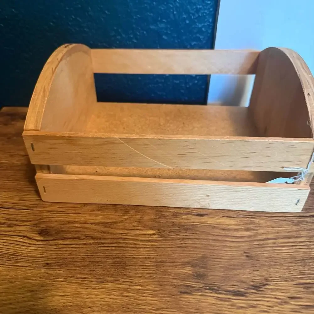 Vintage Hand-Painted Wooden Storage Crate